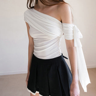 Ribbon Knit Off-Shoulder Tops