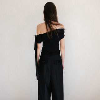 Ribbon Knit Off-Shoulder Tops