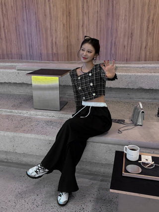 Patchwork Waist Casual Pants