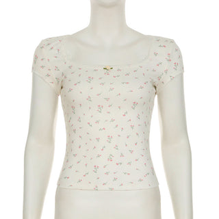 Floral Round Neck Lace Tops