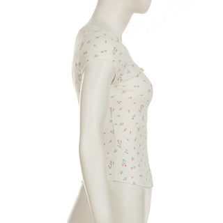 Floral Round Neck Lace Tops