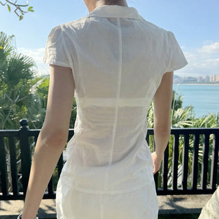 Preppy White Split Tops