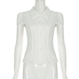 Preppy White Split Tops