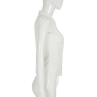 Preppy White Split Tops