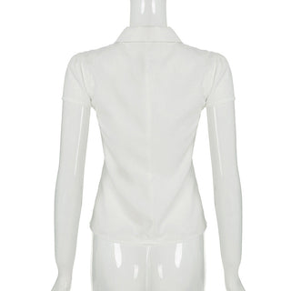 Preppy White Split Tops