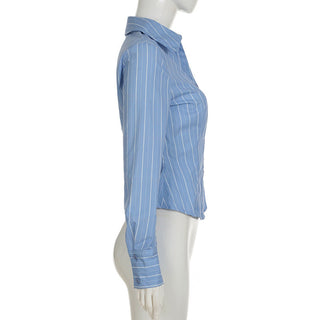 Blue Vertical Striped Shirts
