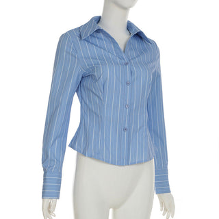 Blue Vertical Striped Shirts