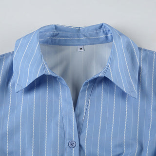 Blue Vertical Striped Shirts