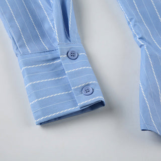 Blue Vertical Striped Shirts