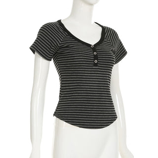 Vintage Stripe V-Neck Top