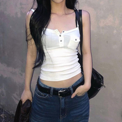Pocket Sleeveless Knit Top