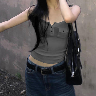 Pocket Sleeveless Knit Top