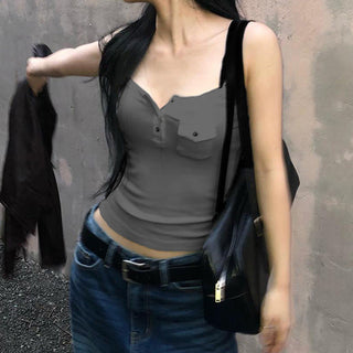 Pocket Sleeveless Knit Top