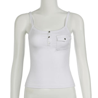 Pocket Sleeveless Knit Top