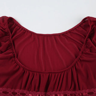 Cute Lace Band Square Collar Top