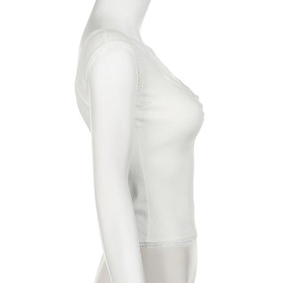 Bow Pleated Square Collar Top