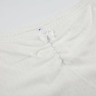 Bow Pleated Square Collar Top