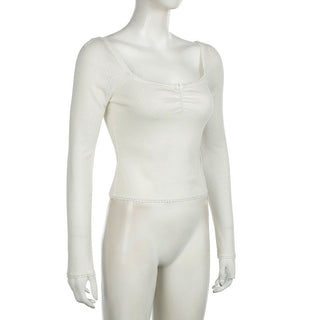 Bow Pleated Square Collar Top