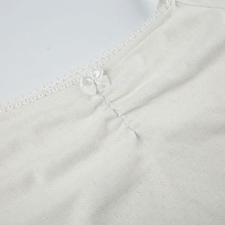 Bow Pleated Square Collar Top