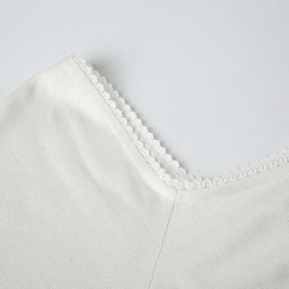 Bow Pleated Square Collar Top