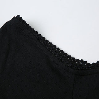 Bow Pleated Square Collar Top