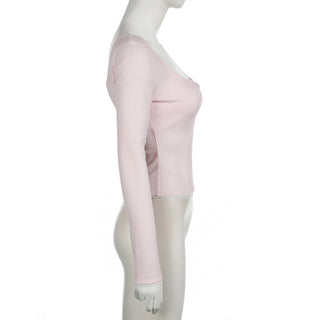 Bow Pleated Square Collar Top