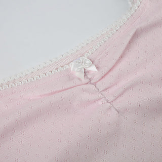 Bow Pleated Square Collar Top