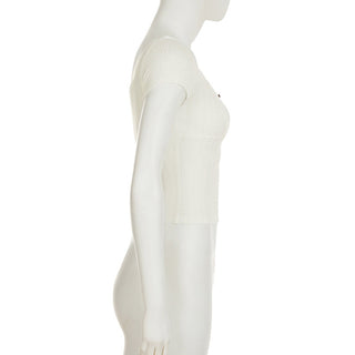 U-Neck Bow Texture Top