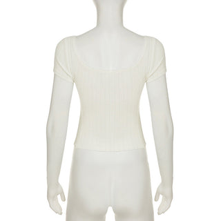 U-Neck Bow Texture Top