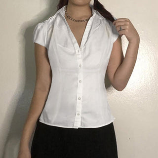 Waist Fitted Puff Sleeve Polo Top