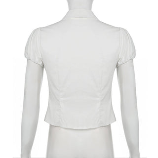 Waist Fitted Puff Sleeve Polo Top