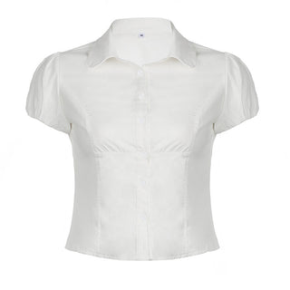 Waist Fitted Puff Sleeve Polo Top