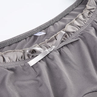 Ruffled Bow Solid Color Puff Sleeve Top