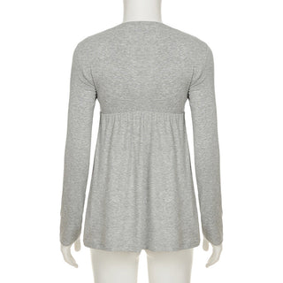 Lace Square Collar Smocking Pleated Top