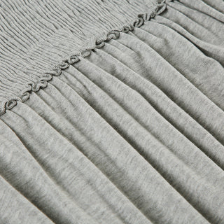 Lace Square Collar Smocking Pleated Top