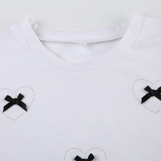 3D Bow Contrast Round Neck Top