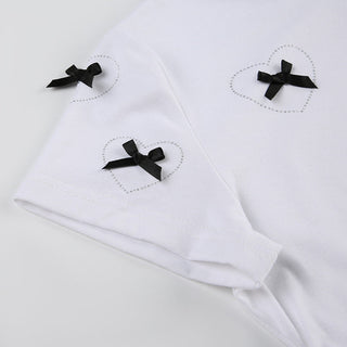 3D Bow Contrast Round Neck Top