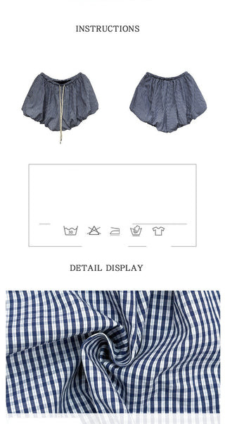 plaid puffy shorts