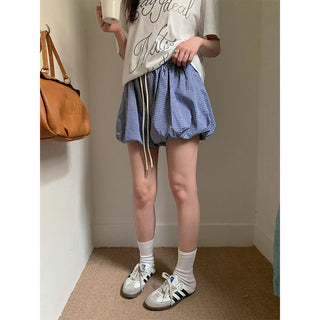 plaid puffy shorts