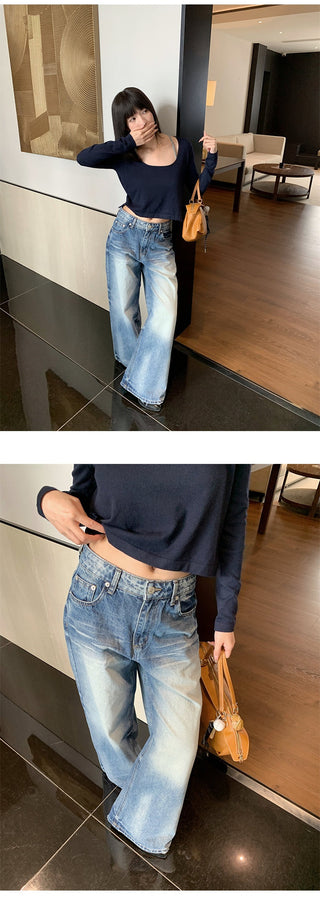 embroidered wide jeans