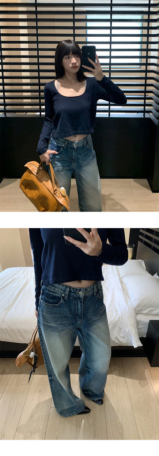 embroidered wide jeans