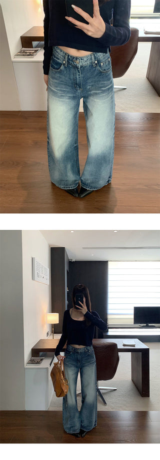 embroidered wide jeans