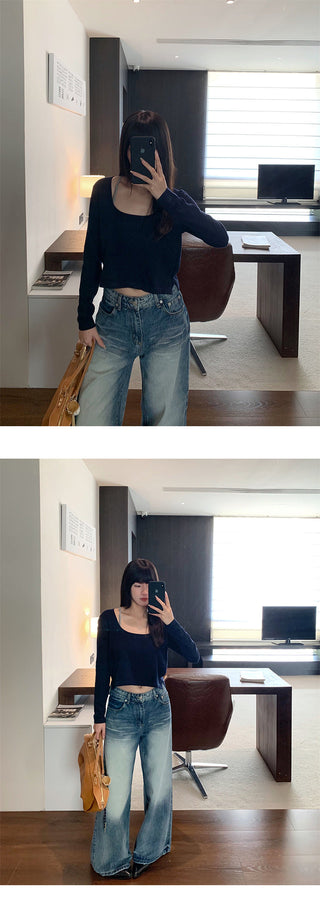 embroidered wide jeans