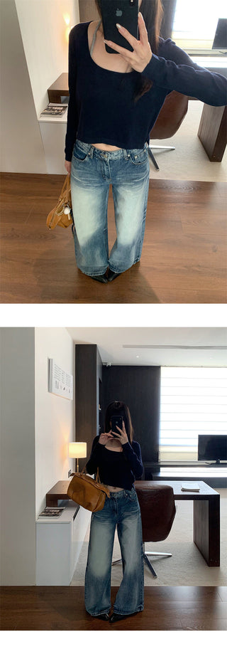 embroidered wide jeans