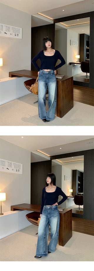 embroidered wide jeans