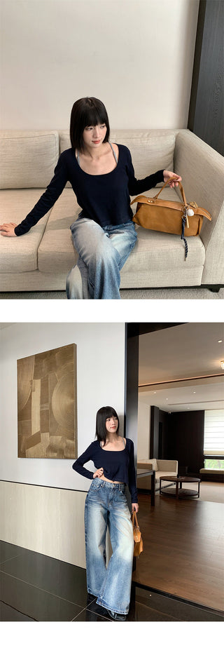 embroidered wide jeans