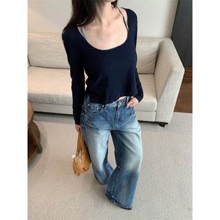 embroidered wide jeans