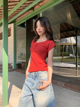 V-neck raglan Top