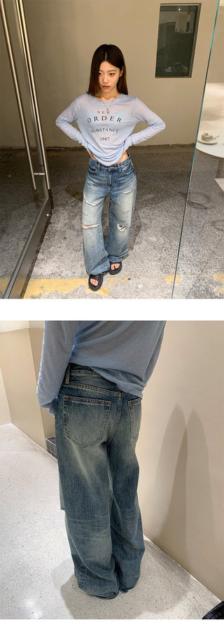 tattered wide jeans