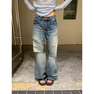 tattered wide jeans